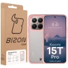 Etui Bizon Case Angelo do Xiaomi 15T Pro, półprzezroczyste z jasnoróżową ramką