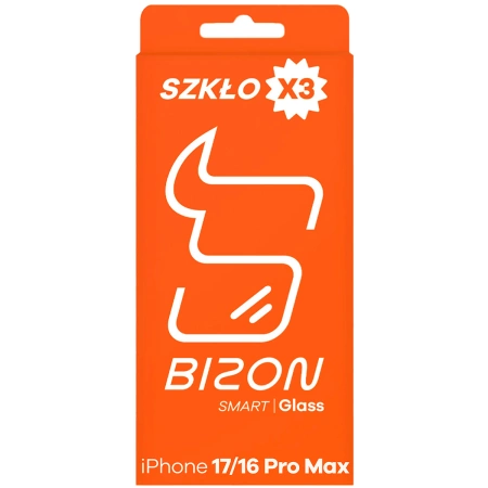 Szkło ochronne 2.5D Bizon Smart Glass do iPhone 16 Pro Max / 17 Pro Max, 3 sztuki