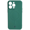 Etui silikonowe z pierścieniem magnetycznym Bizon Case Silicone Magnetic do iPhone 15 Pro Max, ciemnozielone