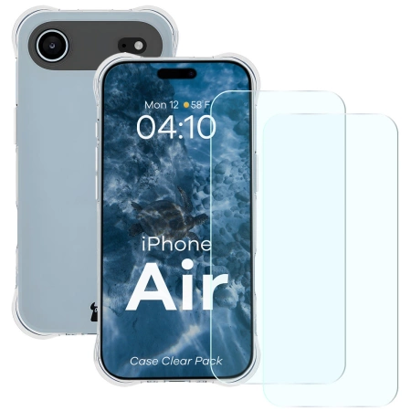 Elastyczne etui + 2x szkło hartowane Bizon Case Clear Pack do iPhone Air