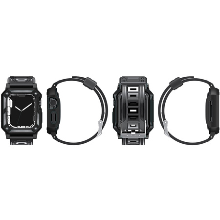 Etui z paskiem Bizon Strap + Case Watch Armor do Apple Watch 44 / 45mm, czarne