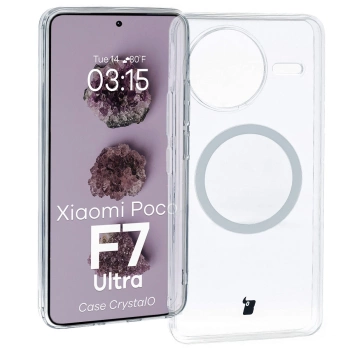 Etui z pierścieniem magnetycznym Bizon Case CrystalO do Xiaomi POCO F7 Ultra, przezroczyste