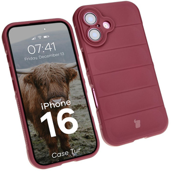 Pancerne etui Bizon Case Tur do iPhone 16, burgundowe