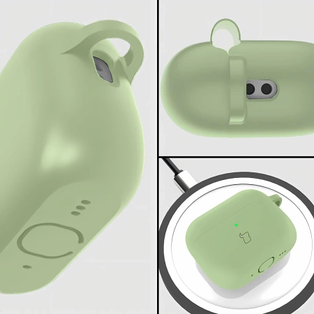 Silikonowe etui z karabińczykiem Bizon Case Headphone Silicone do AirPods Pro 3, jasnozielone