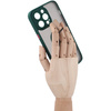 Etui z uchwytem na palec Bizon Case Hybrid Ring do iPhone 14 Pro Max, przydymione z ciemnozieloną ramką