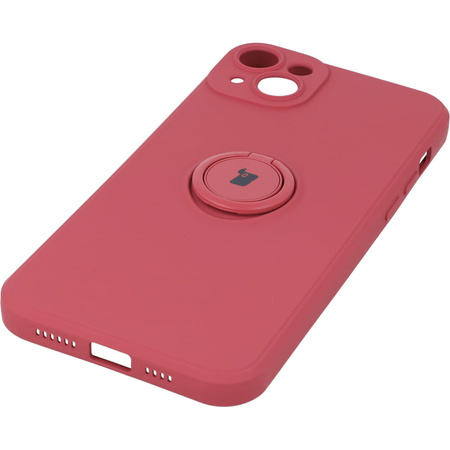 Etui Bizon Case Silicone Ring Sq do iPhone 14 Plus, brudny róż