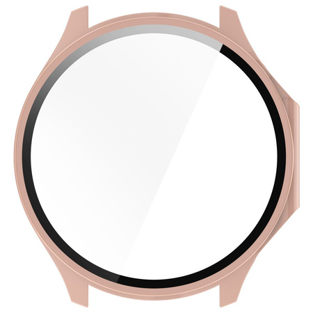 Etui ze szkłem do zegarka Bizon Case+Glass Watch do OnePlus Watch 3 / Oppo Watch X2, różowe