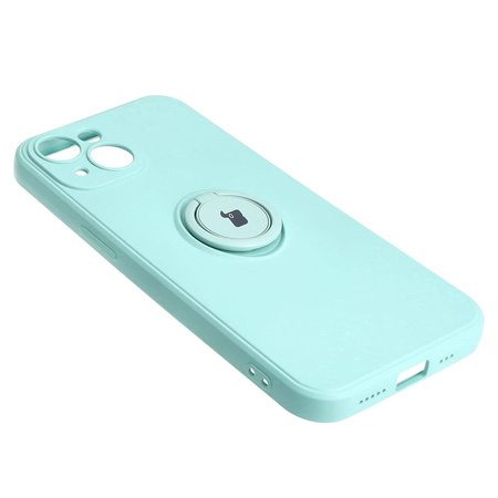 Etui Bizon Case Silicone Ring Sq do Apple iPhone 15, turkusowe