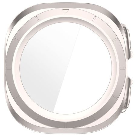 Etui ze szkłem do zegarka Bizon Case+Glass Watch do Galaxy Watch Ultra 2 / 1, satynowo szampańskie