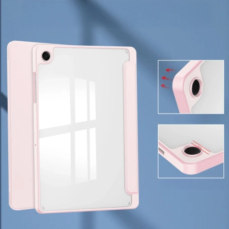 Etui z klapką Bizon Case Tab Clear Matt do Galaxy Tab A11 Plus / A9 Plus, różowe