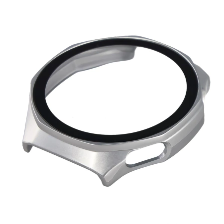 Etui ze szkłem do zegarka Bizon Case+Glass Watch do Huawei Watch GT6 Pro 46 mm, matowe srebrne