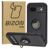 Etui z uchwytem na palec Bizon Case Hybrid Ring do Google Pixel 8a, przydymione z czarną ramką