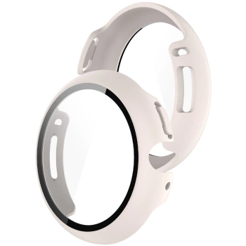 Etui ze szkłem do zegarka Bizon Case+Glass Watch do Google Pixel Watch 4 45 mm, matowe beżowe
