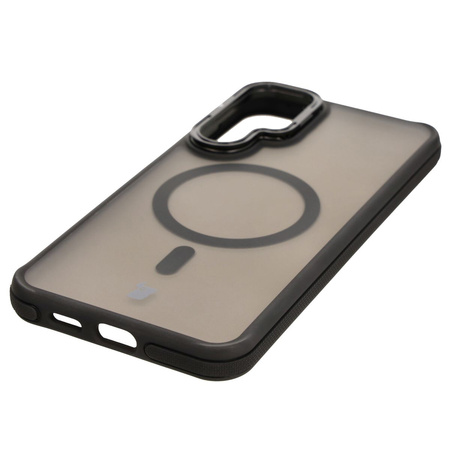 Etui z podstawką i pierścieniem magnetycznym Bizon Case Eclipse do Galaxy S25 Plus/S24 Plus, przydymione z czarną ramką