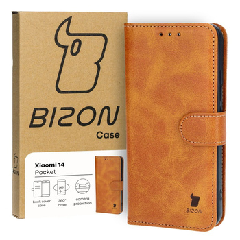 Etui z klapką Bizon Case Pocket do Xiaomi 14, brązowe