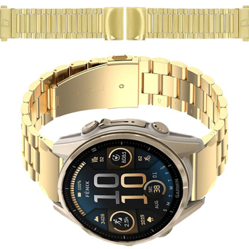 Pasek ze stali nierdzewnej do smartwatcha, Bizon Strap Watch Aura, QuickFit 20 mm, złoty