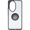 Etui z uchwytem na palec Bizon Case Hybrid Ring do Honor 200 Pro, przydymione z czarną ramką