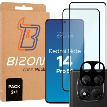 2x Szkło + szybka na aparat Bizon Edge 2 3D Pack do Xiaomi Redmi Note 14 Pro 5G