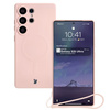 Silikonowe etui z pierścieniem magnetycznym Bizon Case Silicone Magnetic do Galaxy S25 Ultra, jasnoróżowe