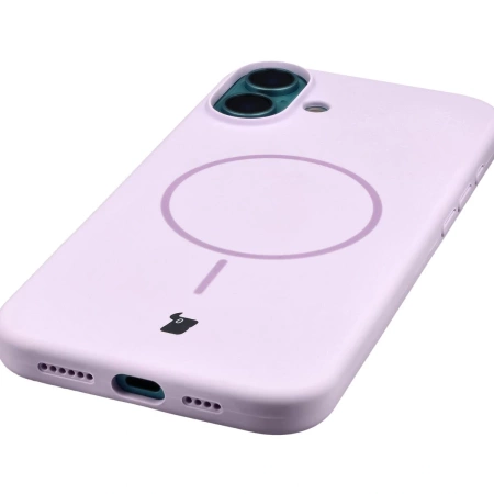 Silikonowe etui z pierścieniem magnetycznym Bizon Soft Case Magnetic do iPhone 16 Plus, jasnofioletowe