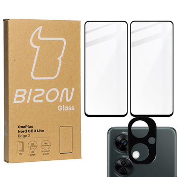 2x Szkło + szybka na aparat BIZON Edge 2 do OnePlus Nord CE 3 Lite