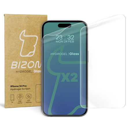 Folia hydrożelowa na ekran Bizon Glass Hydrogel, iPhone 14 Pro, 2 sztuki