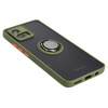 Etui z uchwytem na palec Bizon Case Hybrid Ring do Motorola Moto G72, przydymione z zieloną ramką