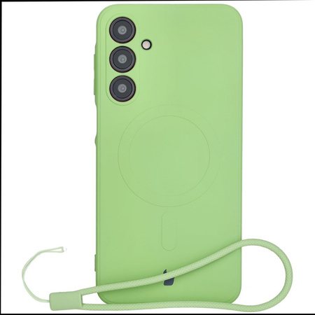 Silikonowe etui z pierścieniem magnetycznym Bizon Case Silicone Magnetic Sq do Galaxy A16 4G / 5G, jasnozielone