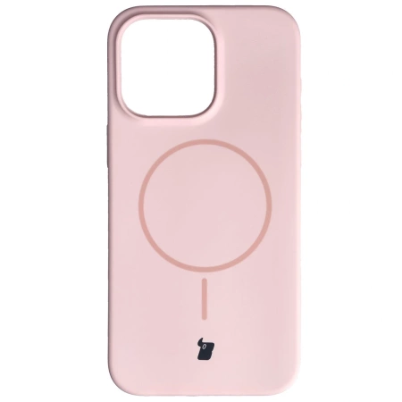 Silikonowe etui z pierścieniem magnetycznym Bizon Soft Case Magnetic do iPhone 15 Pro Max, jasnoróżowe