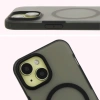 Etui z pierścieniem magnetycznym + szkło hartowane Bizon MatteO Pack do iPhone 15, przydymione-czarne
