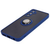 Etui z uchwytem na palec Bizon Case Hybrid Ring do Galaxy A05s, przydymione z granatową ramką