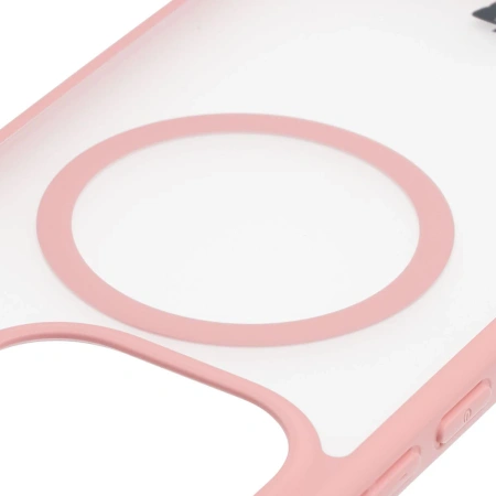 Etui z pierścieniem magnetycznym Bizon Case MatteO do Xiaomi 15T, przydymione-jasnoróżowe