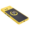 Etui z uchwytem na palec Bizon Case Hybrid Ring do Google Pixel 7A, przydymione z żółtą ramką