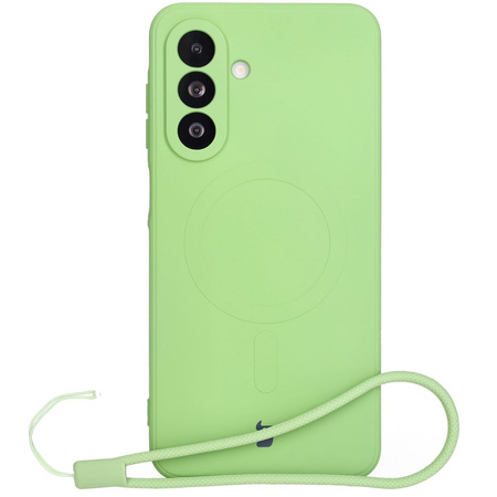 Silikonowe etui z pierścieniem magnetycznym Bizon Case Silicone Magnetic Sq do Galaxy A26 5G, jasnozielone