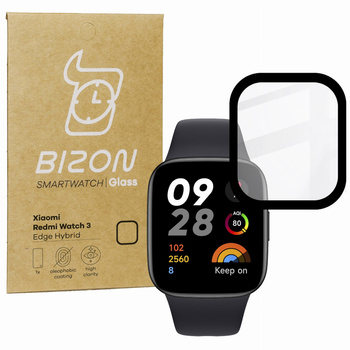 Szkło hybrydowe Bizon Glass Edge Hybrid dla Xiaomi Redmi Watch 3, czarne