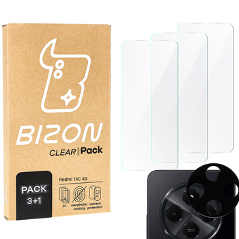 3x Szkło + szybka na aparat Bizon Clear 2 Pack do Xiaomi Redmi 14C 4G