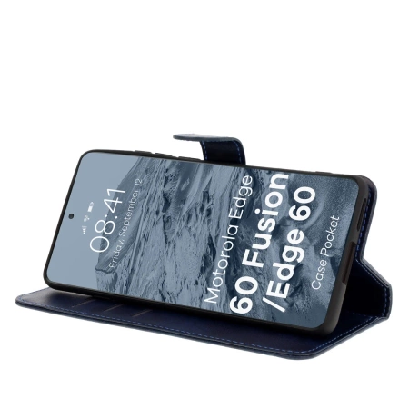 Etui z klapką Bizon Case Pocket do Motorola Edge 60 Fusion / 60, granatowe