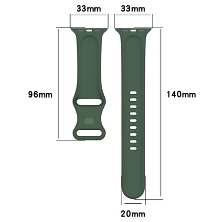Pasek Bizon Strap Watch Silicone S do Apple Watch 44/45/46/49 mm, ciemnozielony