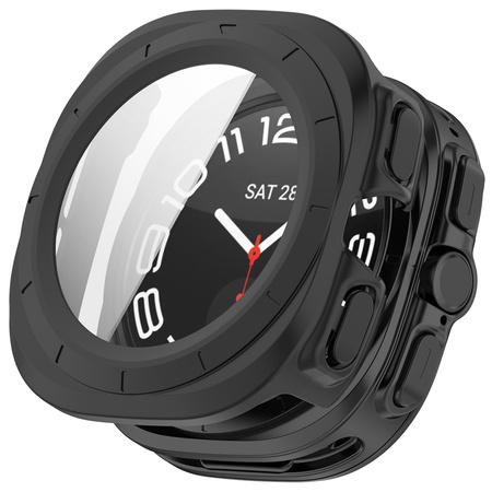 Etui ze szkłem do zegarka Bizon Case+Glass Watch do Galaxy Watch Ultra 2 / 1, matowo czarne