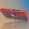 Etui z uchwytem na palec Bizon Case Hybrid Ring do Galaxy M15 5G, przydymione z czerwoną ramką