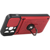 Etui Bizon Case Camshield Card Slot Ring do iPhone 14 Pro Max, czerwone
