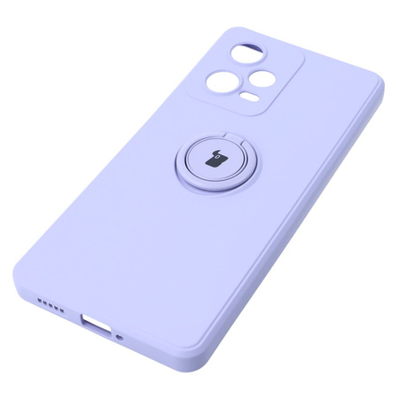 Etui Bizon Case Silicone Ring Sq do Xiaomi Redmi Note 12 Pro 5G, jasnofioletowe