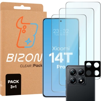 3x Szkło hartowane + szybka na aparat Bizon Glass Clear 2 Pack do Xiaomi 14T Pro