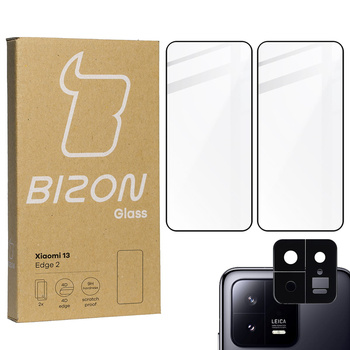 2x Szkło + szybka na aparat Bizon Edge 2 Pack do Xiaomi 13