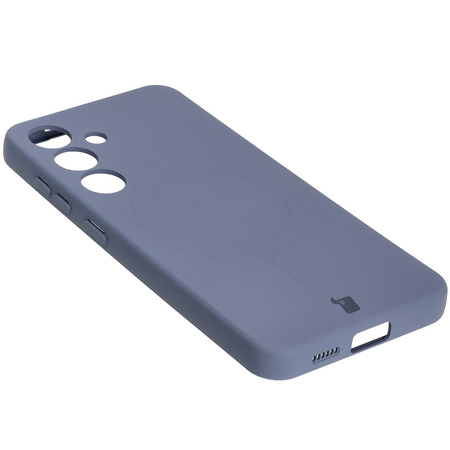 Silikonowe etui z pierścieniem magnetycznym Bizon Case Silicone Magnetic do Galaxy S25 / Galaxy S24, szare