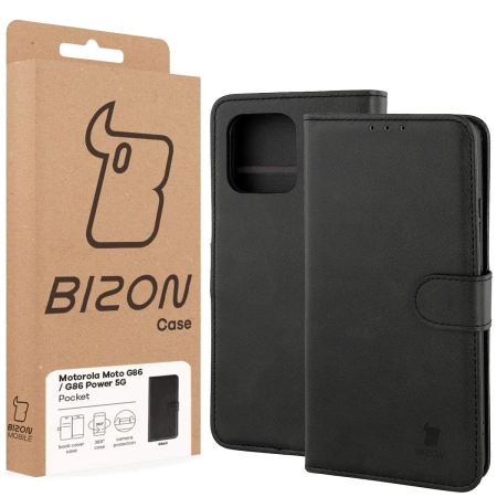 Etui z klapką Bizon Case Pocket do Motorola Moto G86 5G / G86 Power 5G, czarne