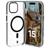 Etui z pierścieniem magnetycznym Bizon Case Marco do iPhone 15, przezroczyste z czarną ramką