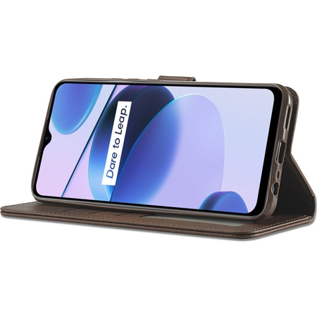 Etui Bizon Case Wallet do Realme C35, ciemnobrązowe