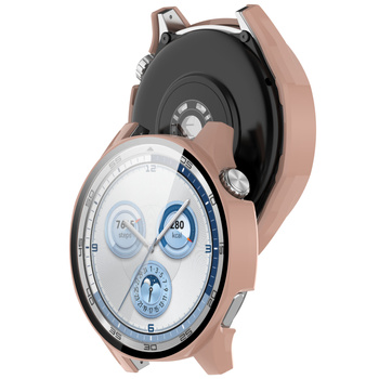 Etui ze szkłem do zegarka Bizon Case+Glass Watch do Huawei Watch GT 5 46 mm, różowe