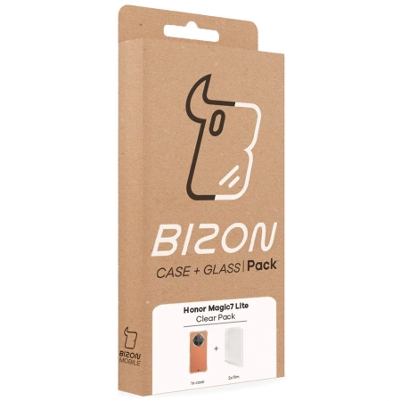 Elastyczne etui + 2x folia na ekran Bizon Case Clear Pack do Honor Magic7 Lite